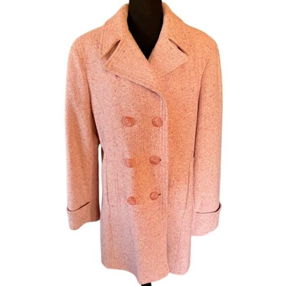 Esprit Outerwear Pink Tweed Wool Blend Peacoat Women’s XL Made in Ukraine Y2K - Picture 2 of 10